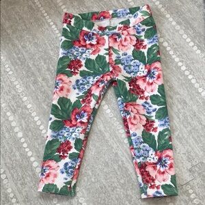 Janie and Jack Red and Green Leggings Vibrant Floral Design